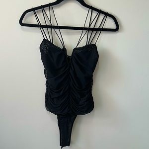 NWT Zara Mesh Ruched Bodysuit Black size Small